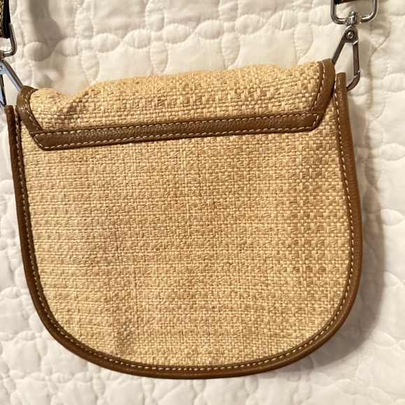 J.Jill Addison Saddlebag crossbody woven jute with brown leather trim - Picture 2 of 8